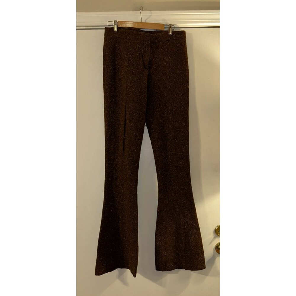 NWT $795 Burberry Prorsum Tweed Flared Pants Bright Amber Size 8 - Picture 2 of 6